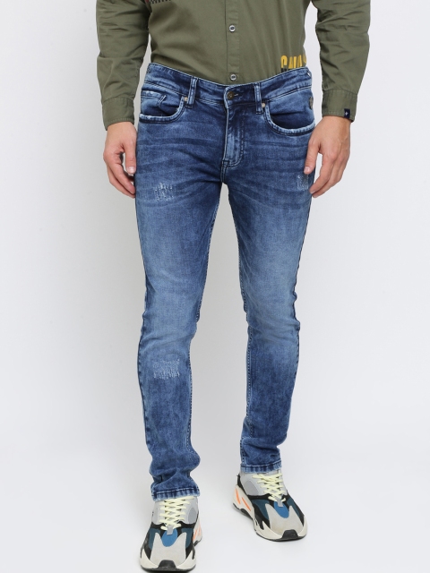 

Breakbounce Men Blue Slim Fit Mid-Rise Low Distress Stretchable Jeans