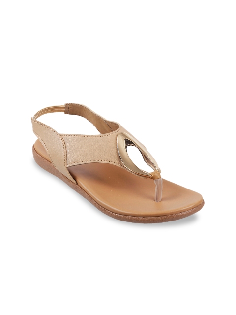 

WALKWAY Women Beige Solid Open Toe Flats
