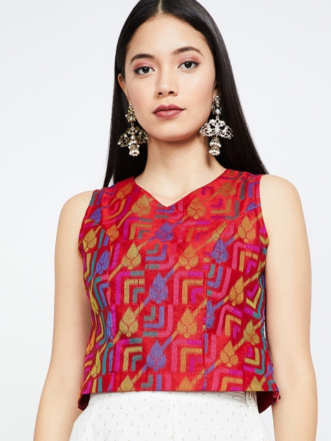 

Colour Me by Melange Women Red Printed Top