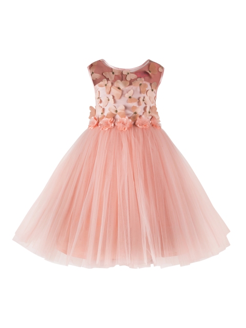 

Toy Balloon kids Girls Embellished Peach-Coloured Fit and Flare Dress