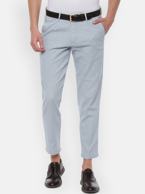 

Allen Solly Men Blue Slim Fit Self Design Regular Trousers