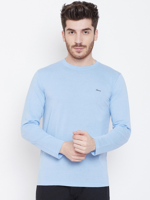 

Okane Men Blue Solid Round Neck T-shirt