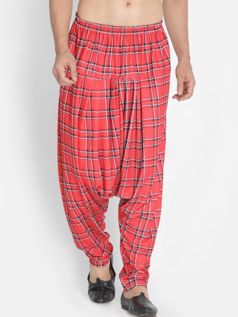 

VASTRAMAY Men Red & White Checked Harem Pants