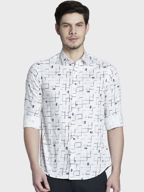 

ColorPlus Men White Slim Fit Printed Casual Shirt