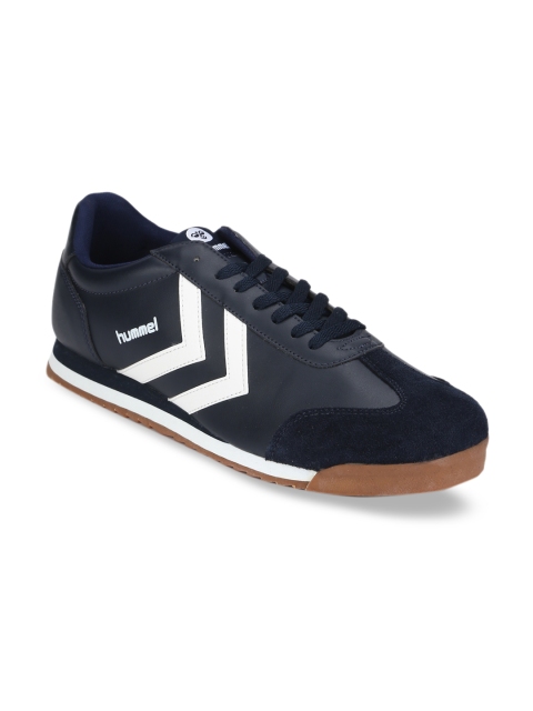

hummel Unisex Navy Blue Striped Sneakers