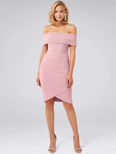 

Forever New Women Solid Pink Fit and Flare Dress