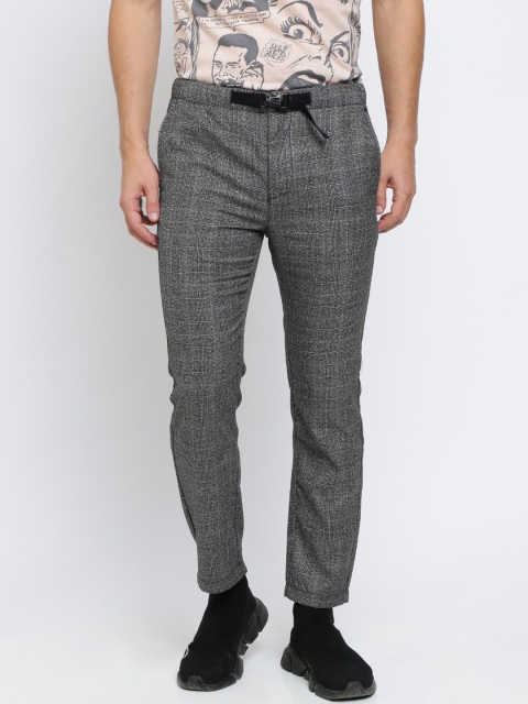 

Breakbounce Men Black Slim Fit Checked Regular Trousers