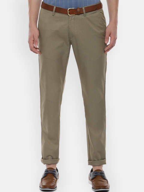 

Allen Solly Men Olive Green Slim Fit Solid Formal Trousers