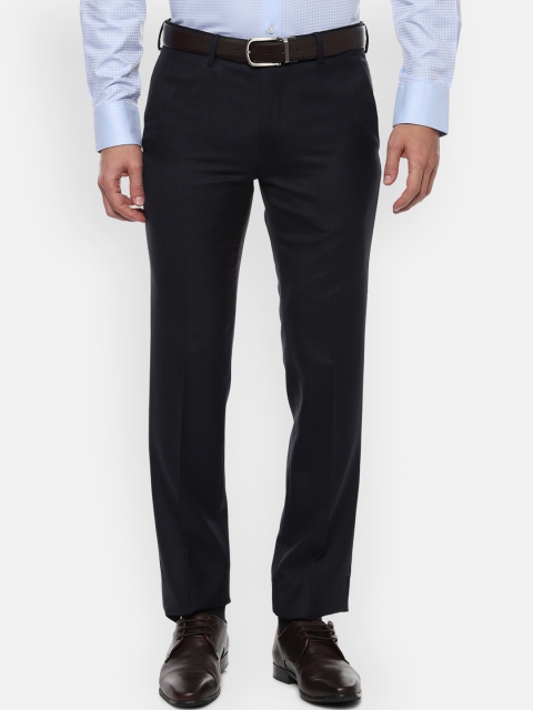 

Van Heusen Men Navy Blue Slim Fit Solid Formal Trousers