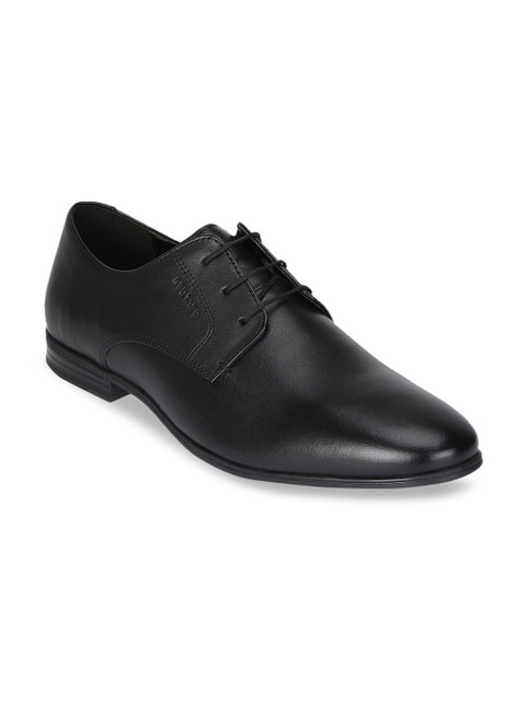 

Red Tape Men Black Solid Leather Derbys