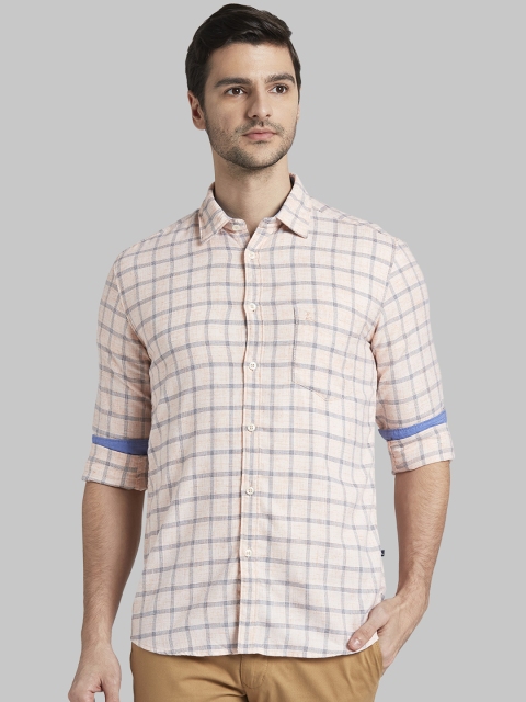 

Parx Men Orange Slim Fit Checked Casual Shirt