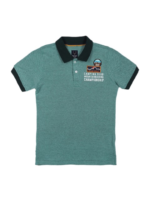 

Allen Solly Junior Boys Green Solid Polo Collar T-shirt