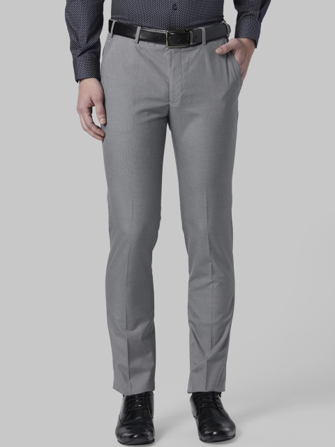 

Park Avenue Men Grey Slim Fit Self Design Formal Trousers