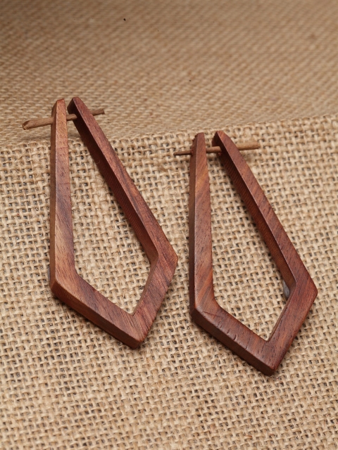 

PANASH Brown Quirky Handcrafted Hoop Earrings