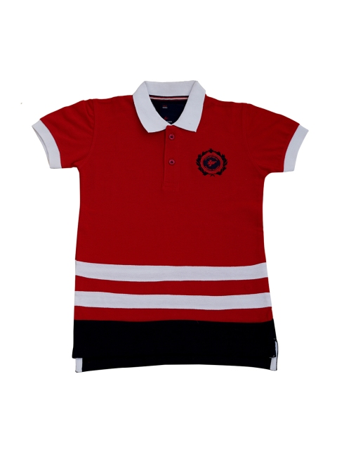 Lil Tomatoes Boys Red Striped Polo Collar T-shirt