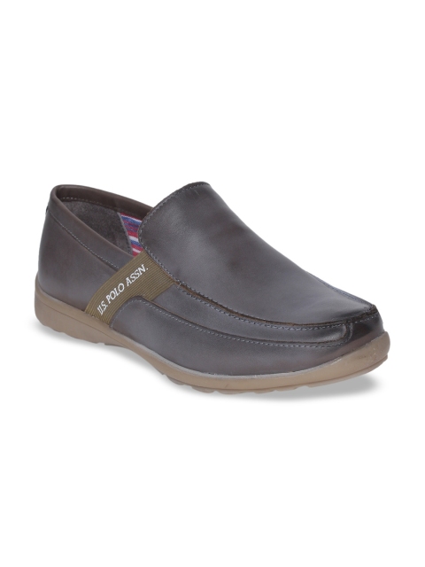 

U.S. Polo Assn. Men Brown Slip-On Leather Sneakers