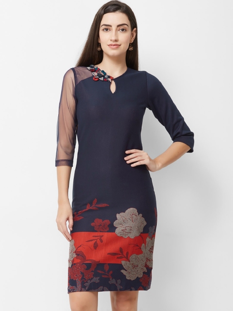 

Soie Women Printed Blue Sheath Dress