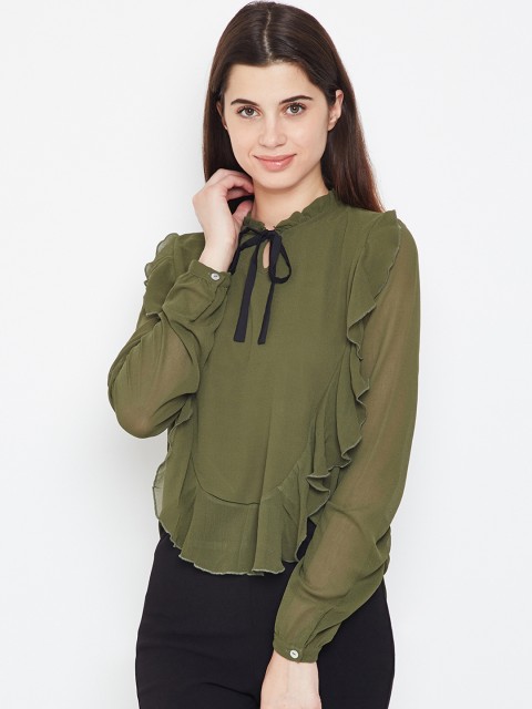 

Oxolloxo Women Green Solid High-Low Top