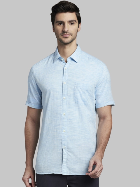 

Parx Men Blue Slim Fit Self Design Casual Shirt