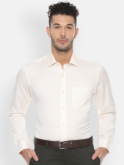 

Louis Philippe Men Cream-Coloured Slim Fit Solid Formal Shirt