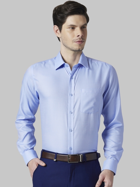 Park Avenue Men Blue Regular Fit Self Design Formal Shirt
