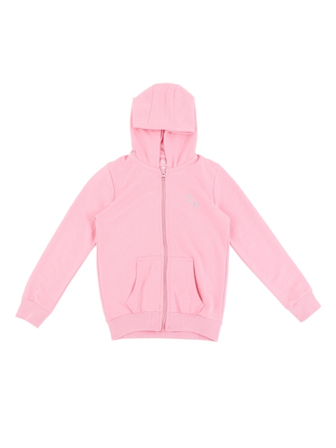 

Pantaloons Junior Girls Pink Solid Hooded Sweatshirt