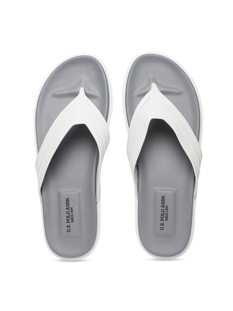 

U.S. Polo Assn. Men Off-White Solid Thong Flip-Flops