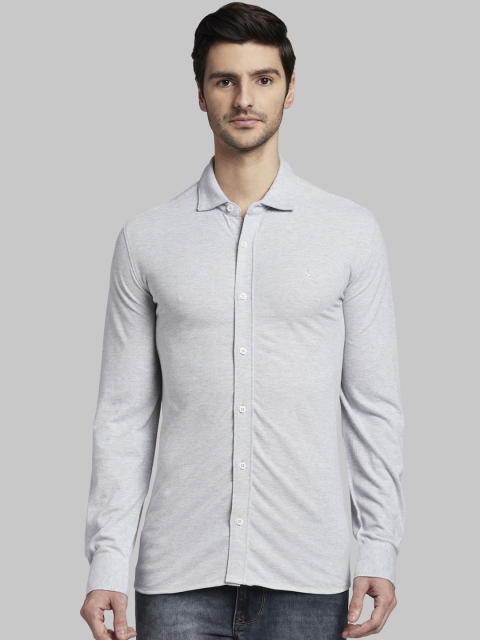 Parx Men Grey Regular Fit Solid Casual Shirt