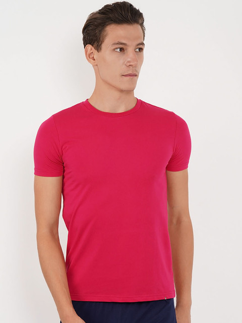 

Sweet Dreams Men Fuchsia Solid Lounge Tshirt 8907668791191