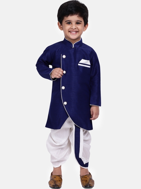 

BownBee Boys Blue & White Solid Kurta with Dhoti Pants