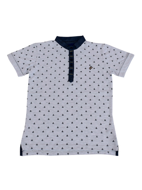 

Lil Tomatoes Boys Grey Melange Printed Polo Collar T-shirt
