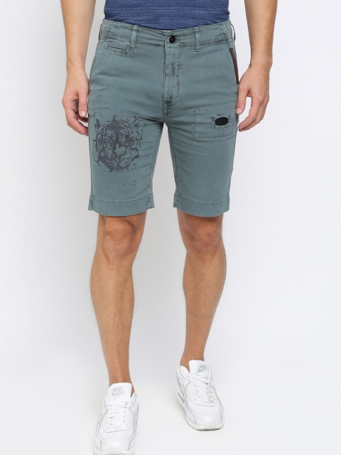 

Breakbounce Men Grey Printed Slim Fit Regular Shorts