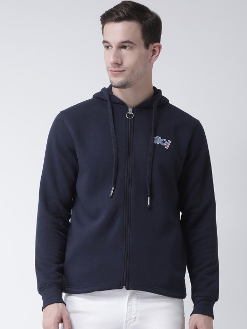 

Club York Men Navy Blue Solid Hooded Sweatshirt