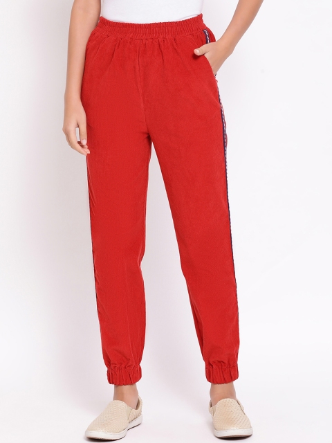 

Oxolloxo Women Orange Regular Fit Solid Corduroy Joggers