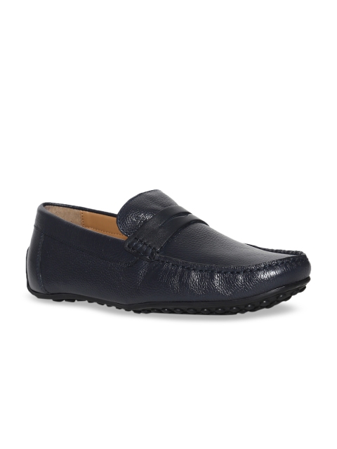 

Arrow Men Navy Blue Textured Leather Penny Loafers