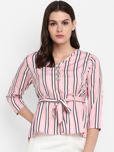 

Indietoga Women Pink & Black Striped Top