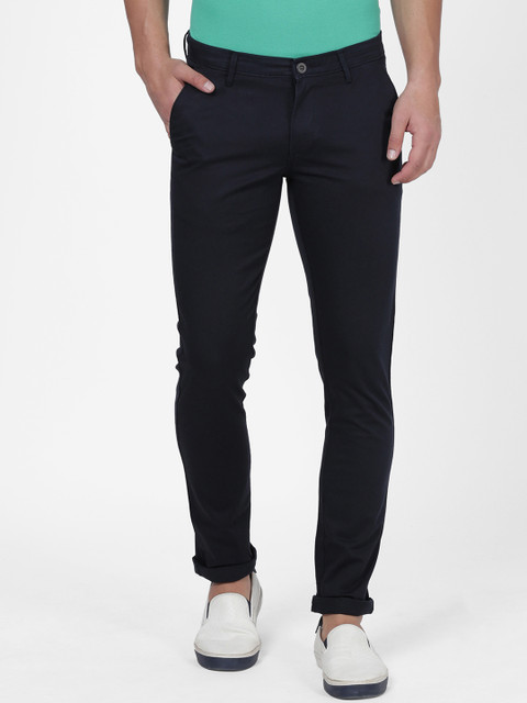 

NO NEXT Men Navy Blue Smart Slim Fit Solid Regular Trousers