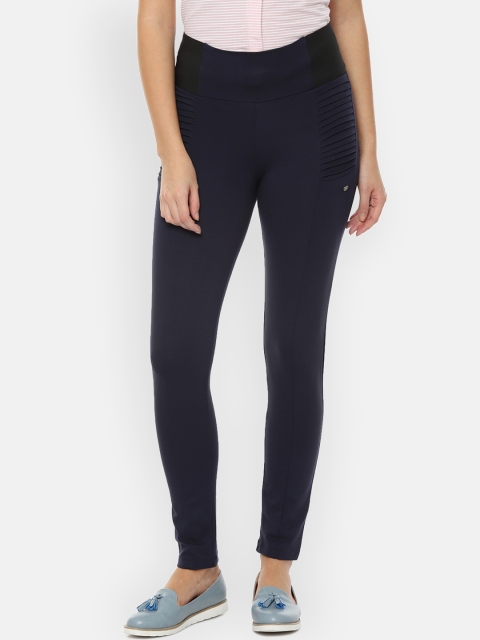 

Allen Solly Woman Navy Blue Solid Regular Fit Treggings