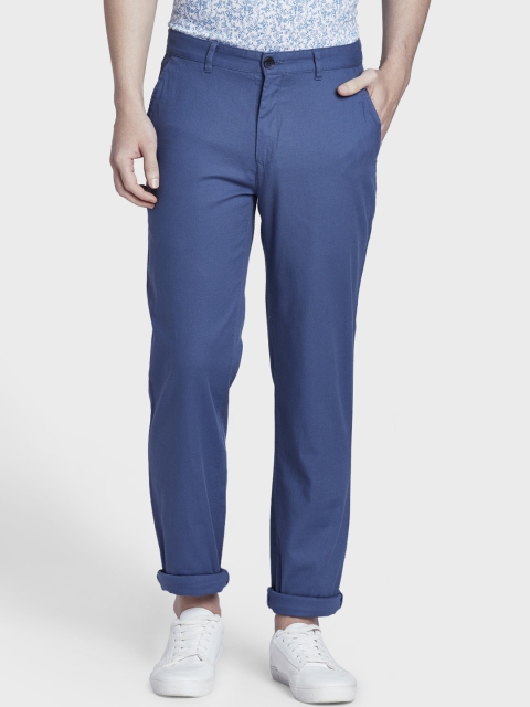 

ColorPlus Men Blue Tapered Fit Checked Regular Trousers