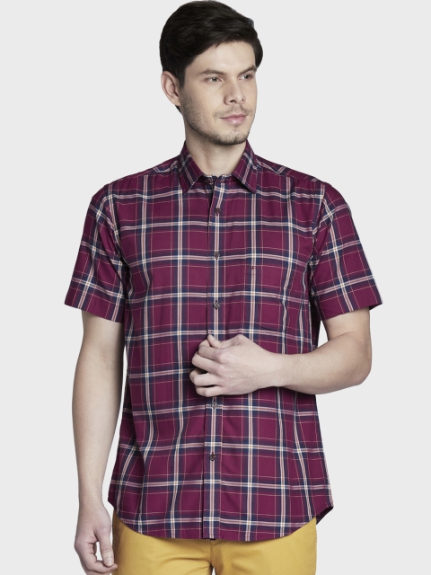

ColorPlus Men Burgundy Tailored Fit Checked Casual Shirt