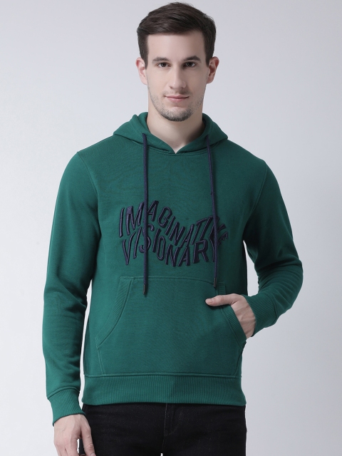 Club York Men Green Printed Hooded Sweatshirt