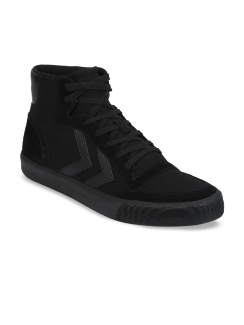 

hummel Unisex Black Solid Canvas Mid-Top Stadil Rmx Sneakers