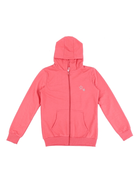 

Pantaloons Junior Girls Peach-Coloured Solid Hooded Sweatshirt