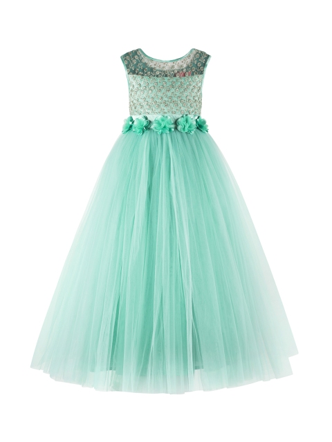

Toy Balloon kids Girls Floral Embellished Green Maxi Dress