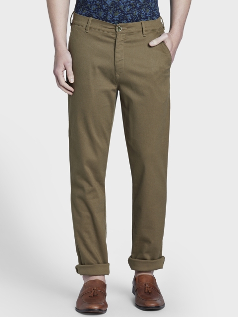 

ColorPlus Men Khaki Tapered Fit Solid Regular Trousers