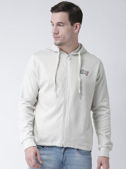 

Club York Men Off-White Solid Hooded Sweatshirt