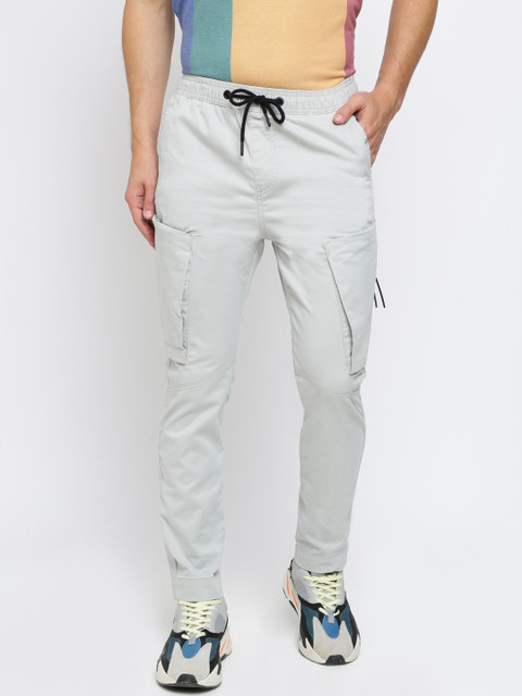 

Breakbounce Men Grey Slim Fit Solid Cargos