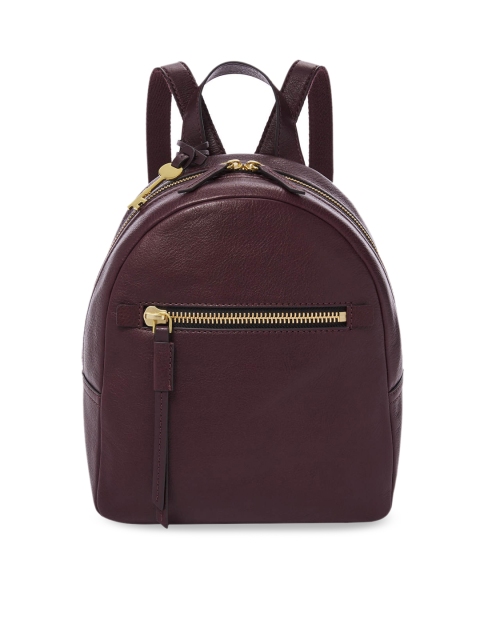 

Fossil Women Purple Solid Leather Backpack