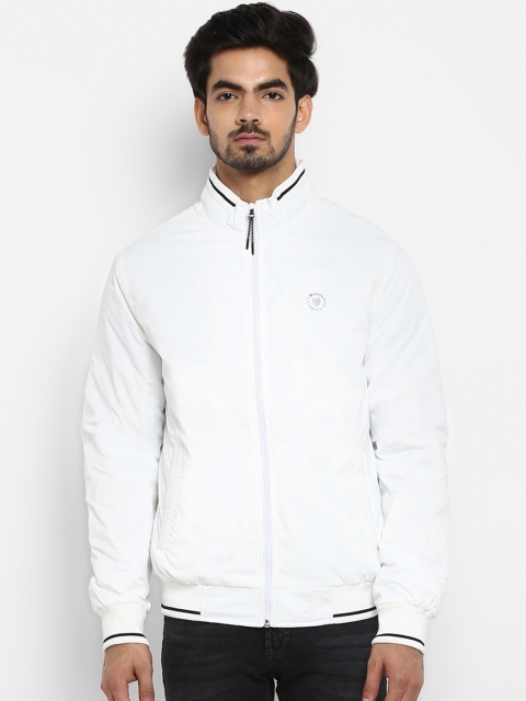 

Mufti Men Off-White Solid Lightweight Bomber Jacket