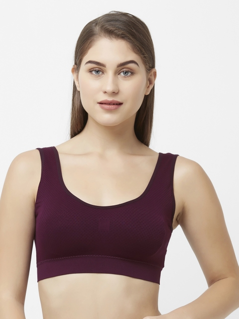 

FashionRack Maroon Self Design Non-Wired Lightly Padded Sports Bra 1521